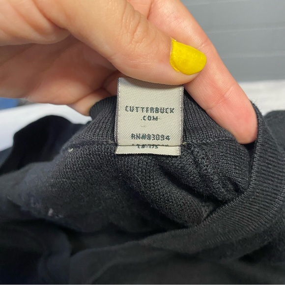 Cutter & Buck Men’s Vest 100% Cotton Black V Neck Golf Sweater Vest Solid Black - Picture 7 of 9